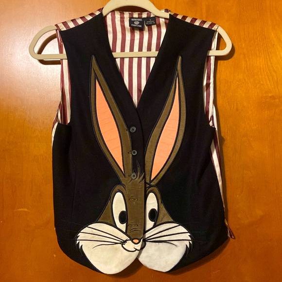 Unisex Bugs Bunny vintage velveteen feel front  (65%wool), 5 button vest - Picture 1 of 16